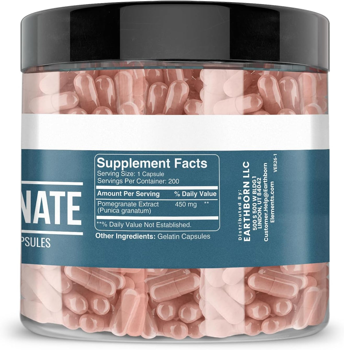 Earthborn Elements Pomegranate 200 Capsules, Pure & Undiluted, No Additives - görsel 3