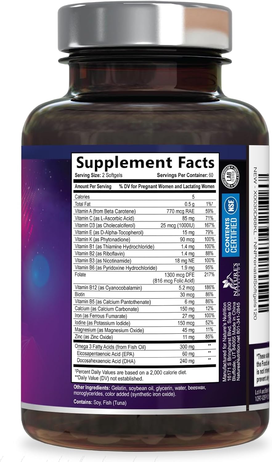Prenatal Vitamins for Women with Folic Acid + Omega-3 DHA - 120 Soft gel capsule Capsules - görsel 9