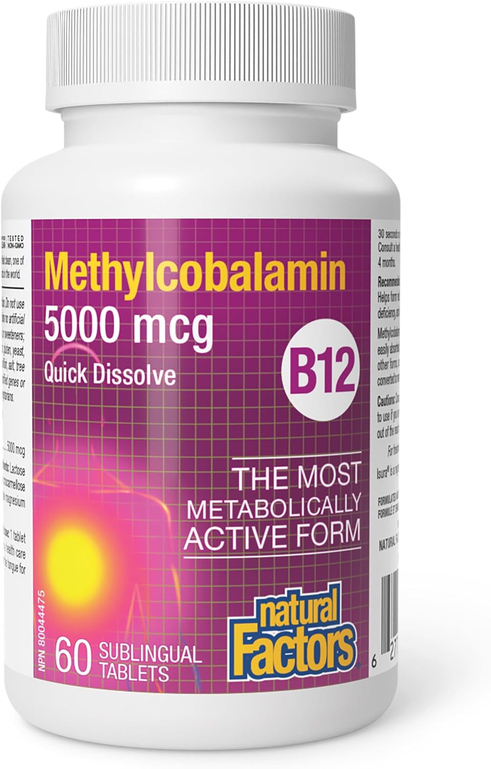 Natural Factors Vitamin B12 Methylcobalamin 5000 mcg Chewable Tablets, 60 Chewable Tablets - görsel 4