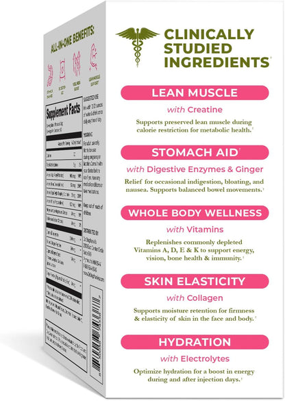 Dr. Stephanie's GLP-1 Buddy - Digestive Support, Lean Muscle Preservation, Vitamin Replenishment - Strawberry Watermelon Drink Mix