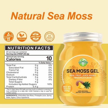 524 g Sea Moss Gel, Pineapple - Raw Wildcrafted Irish Sea Moss, Supports Thyroid & Immunity