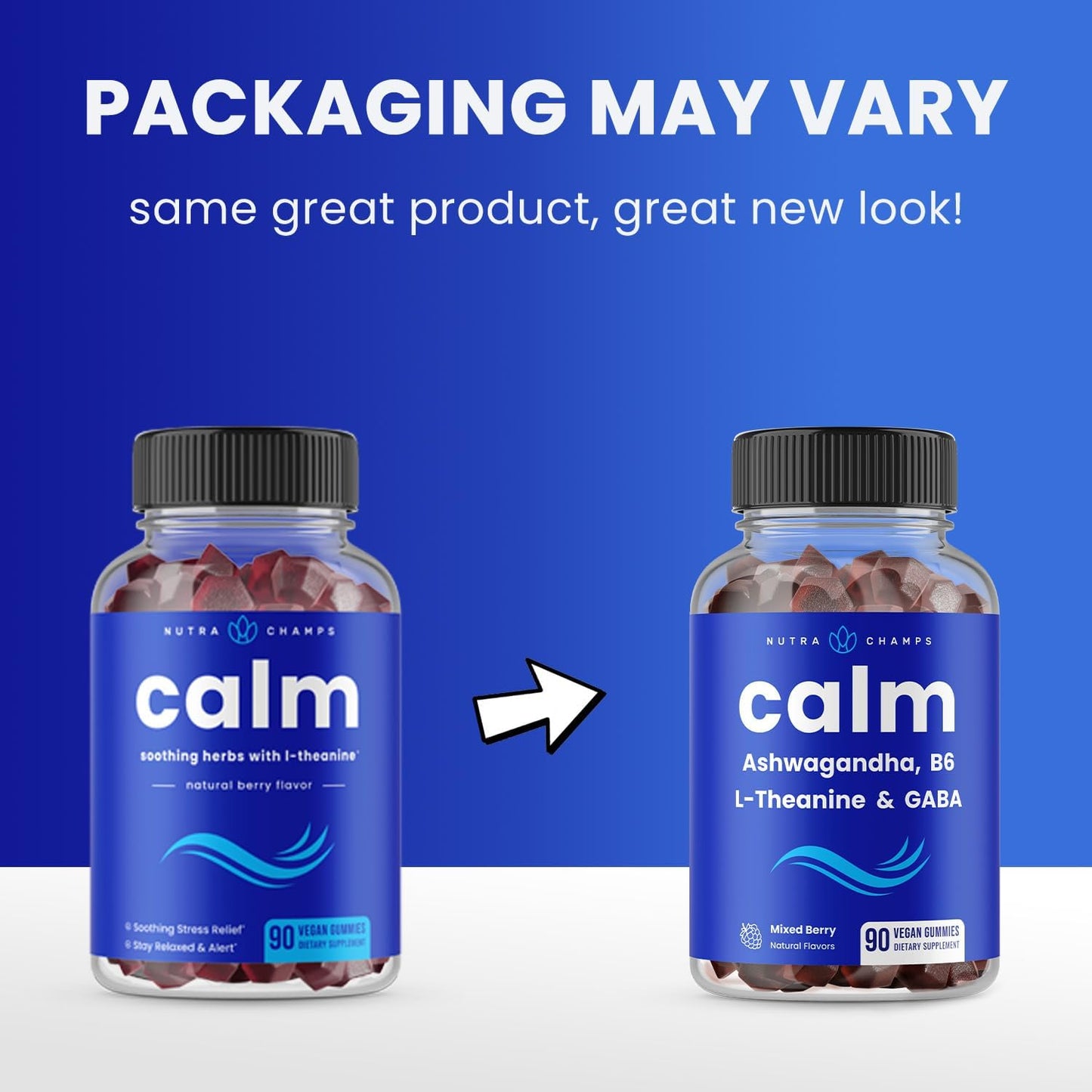 NutraChamps Calm Gummies, Stress Gummies Food Supplement with Ashwagandha, L-Theanine, GABA, Vitamin B6 & Lemon Balm, Supports Mood, Focus & Stress Relief, Natural Berry Flavour, 90 Gummies - görsel 8