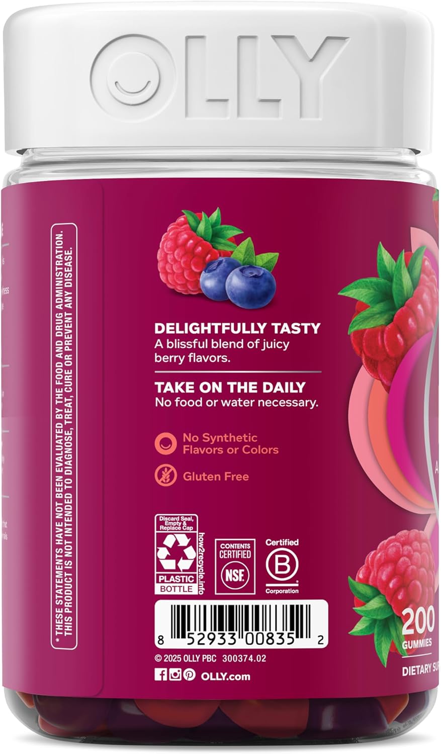 OLLY Women's Multi Vitamin Gummies with Biotin, Blissful Berry (200 Count) - görsel 2