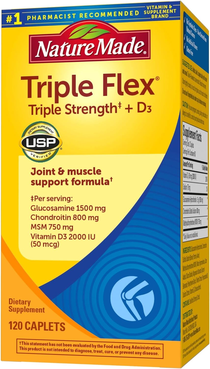 Nature Made TripleFlex Triple Strength Caplets with Vitamin D3, 120 Caplets - görsel 10
