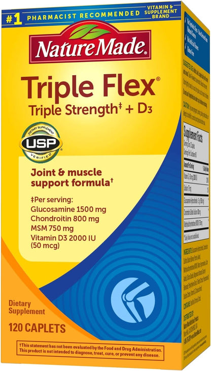 Nature Made TripleFlex Triple Strength Caplets with Vitamin D3, 120 Caplets