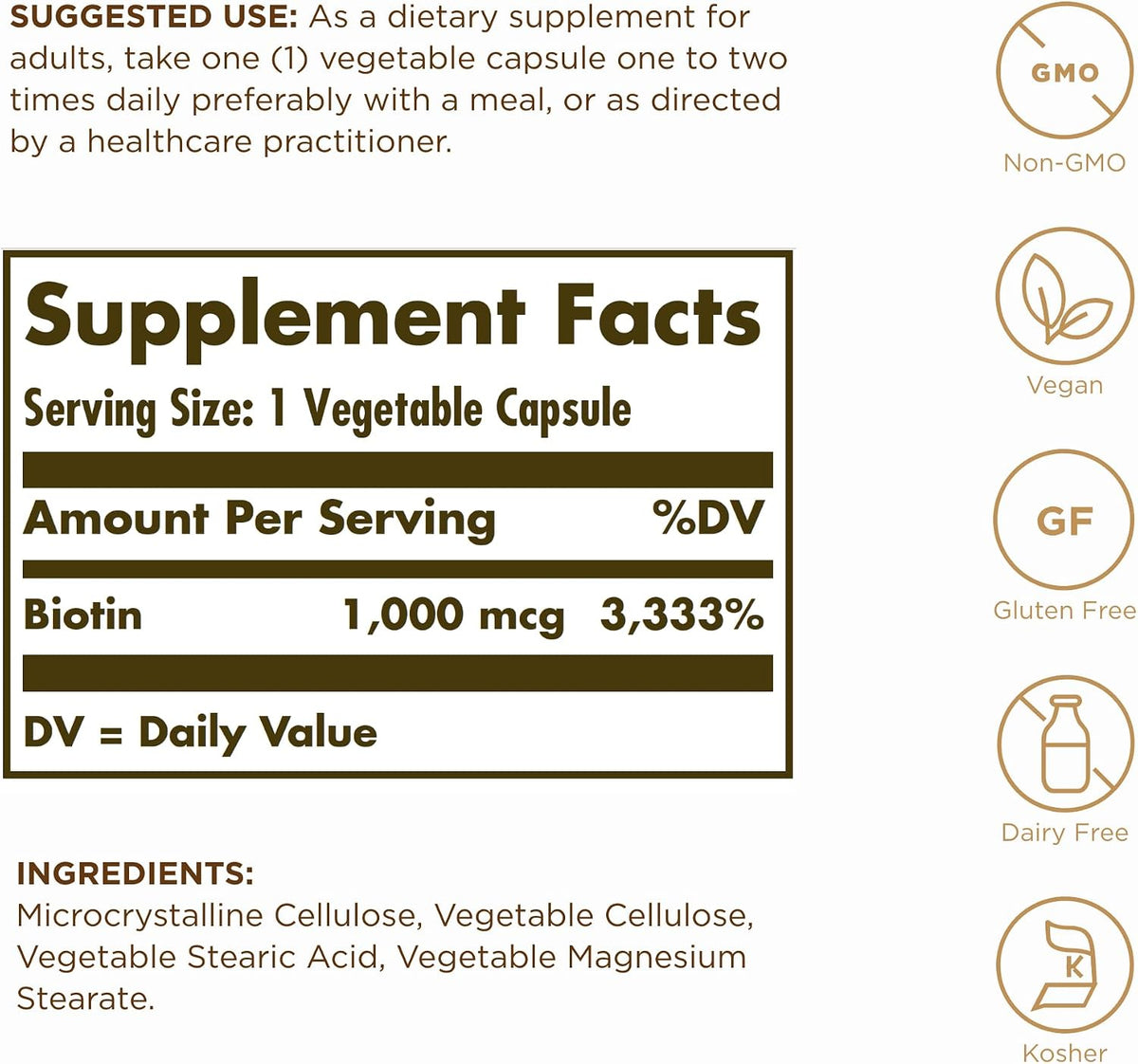 Solgar Biotin 1000mcg 250 Vegetable Capsules (2-Pack) - görsel 2
