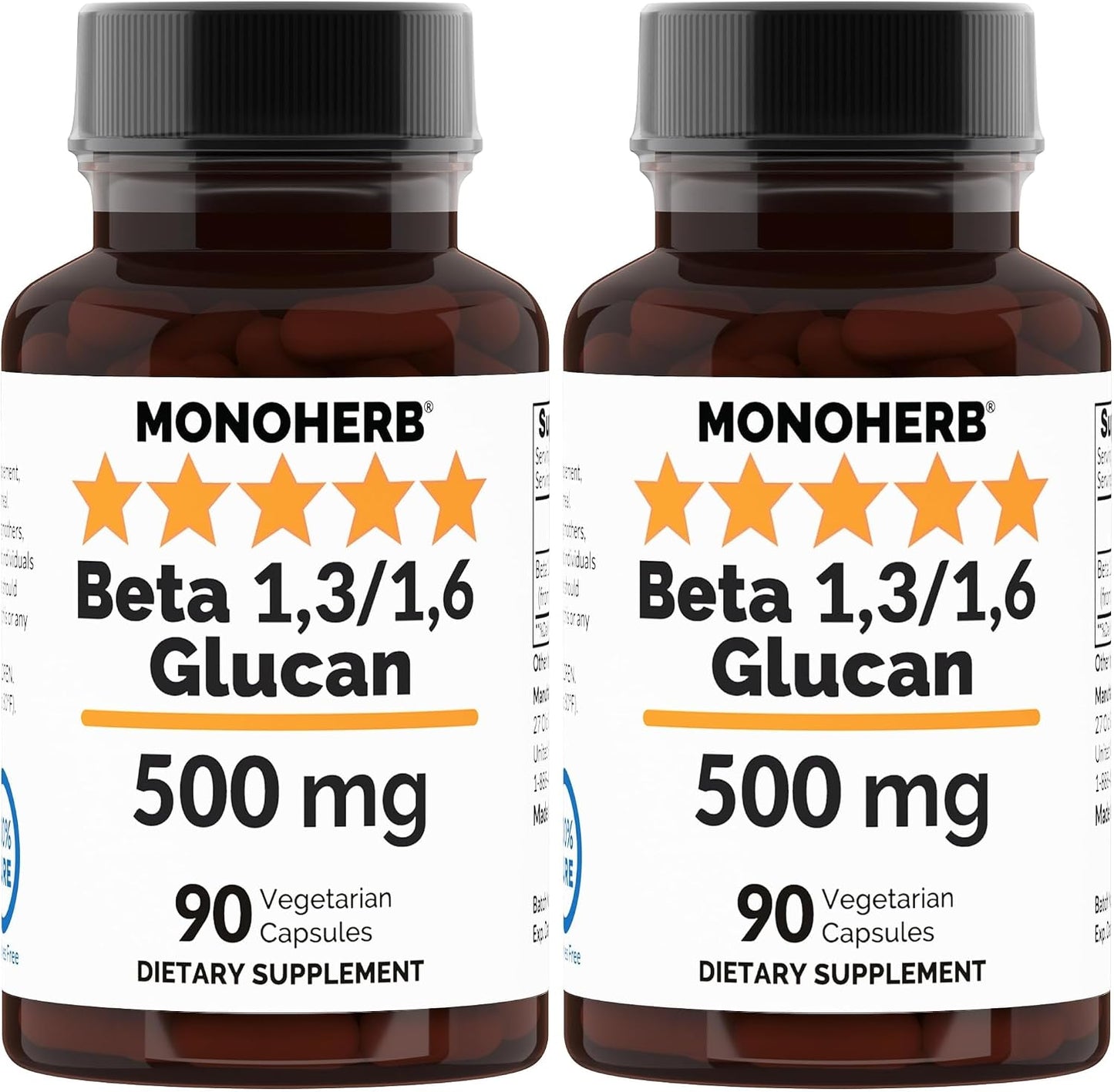 MONOHERB Beta 1,3/1,6 Glucan 500 mg per Capsule - 90 Veg Capsules - görsel 4