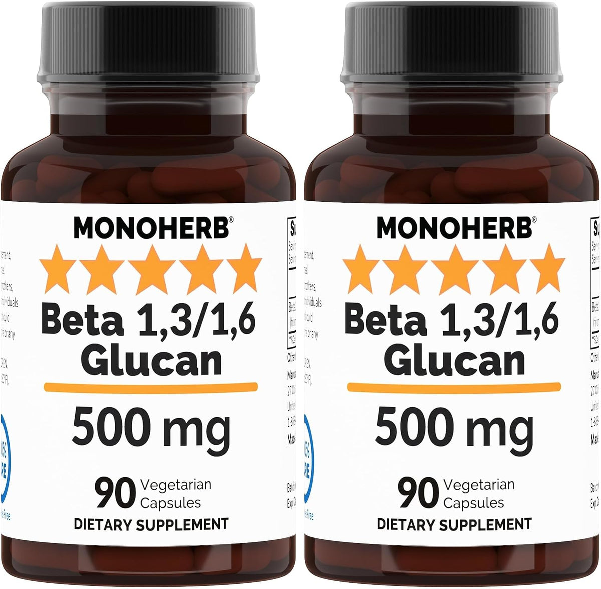 MONOHERB Beta 1,3/1,6 Glucan 500 mg per Capsule - 90 Veg Capsules - görsel 4