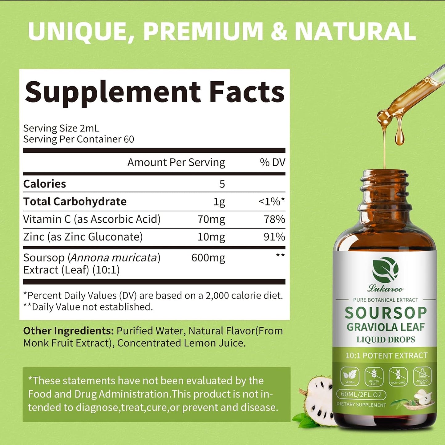 Lukaree Pure Soursop Graviola Leaf Extract – Traditional Herbal Support – Cold-Extracted Liquid – 60 ml (2 Pack) - görsel 8