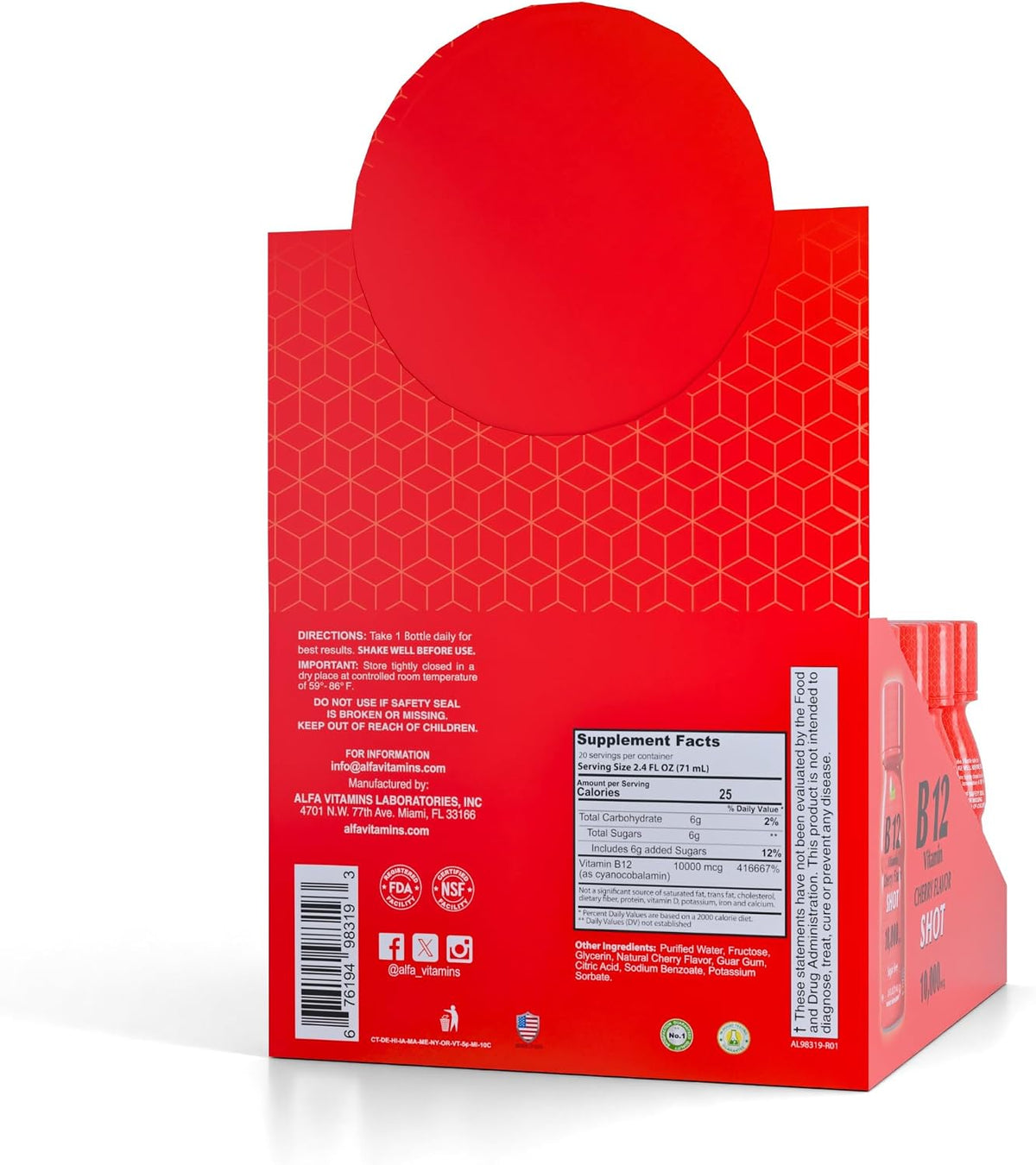 ALFA VITAMINS Vitamin B12 Energy Shot - 5,000 mcg Methylcobalamin, Sugar-Free, Caffeine-Free - 20 Pack - görsel 4