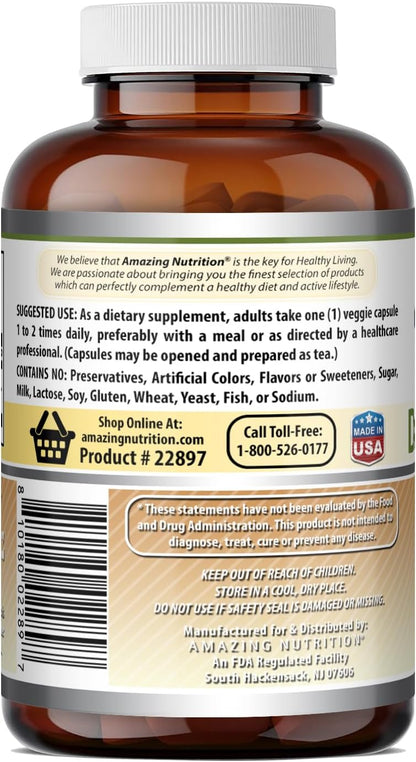 Amazing Formulae Dandelion Root Food Supplement – 520 mg per Capsule – 120 Vegan Capsules