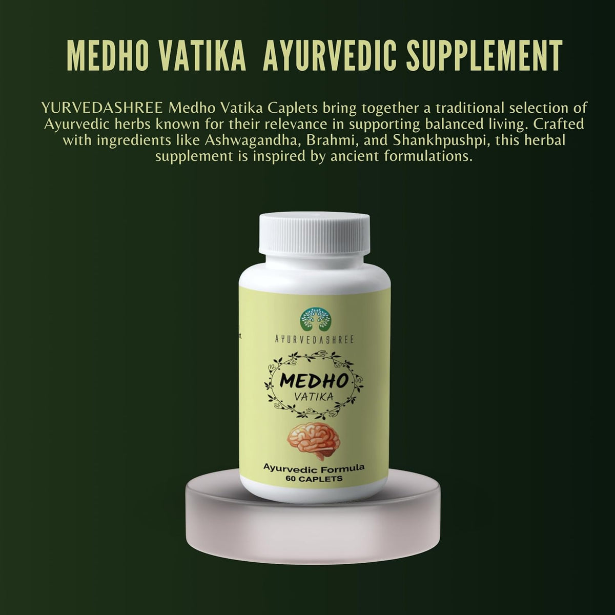 AYURVEDASHREE Medho Vatika 60 Caplets – Herbal Cognitive Support with 8 Ayurvedic Herbs - görsel 6