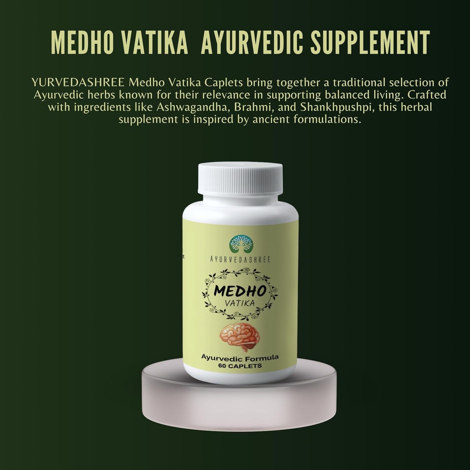 AYURVEDASHREE Medho Vatika 60 Caplets – Herbal Cognitive Support with 8 Ayurvedic Herbs - görsel 6