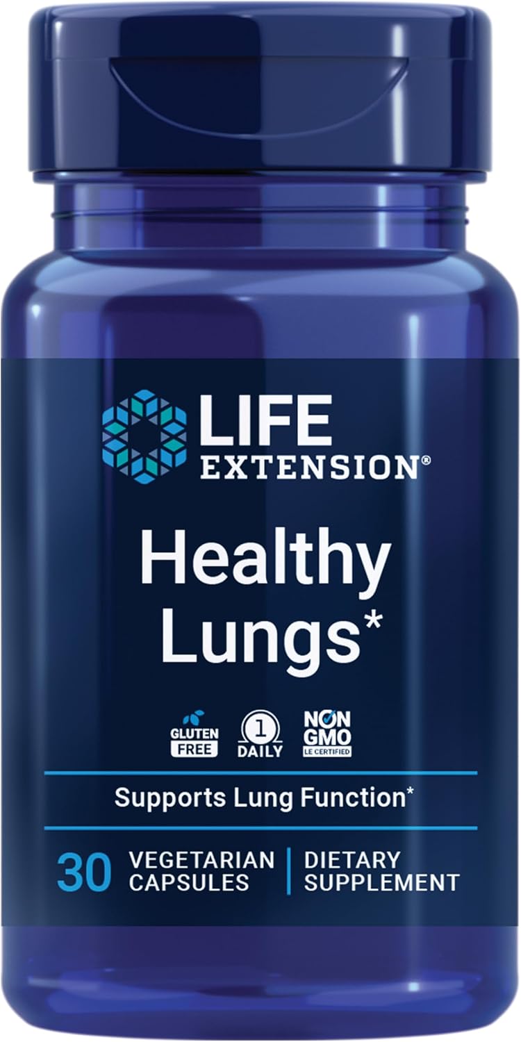 Life Extension Healthy Lungs, Respiratory Supplement, Lung Protection, Boswellia Serrata, Saffron Extract, Once-Daily, – Image 1