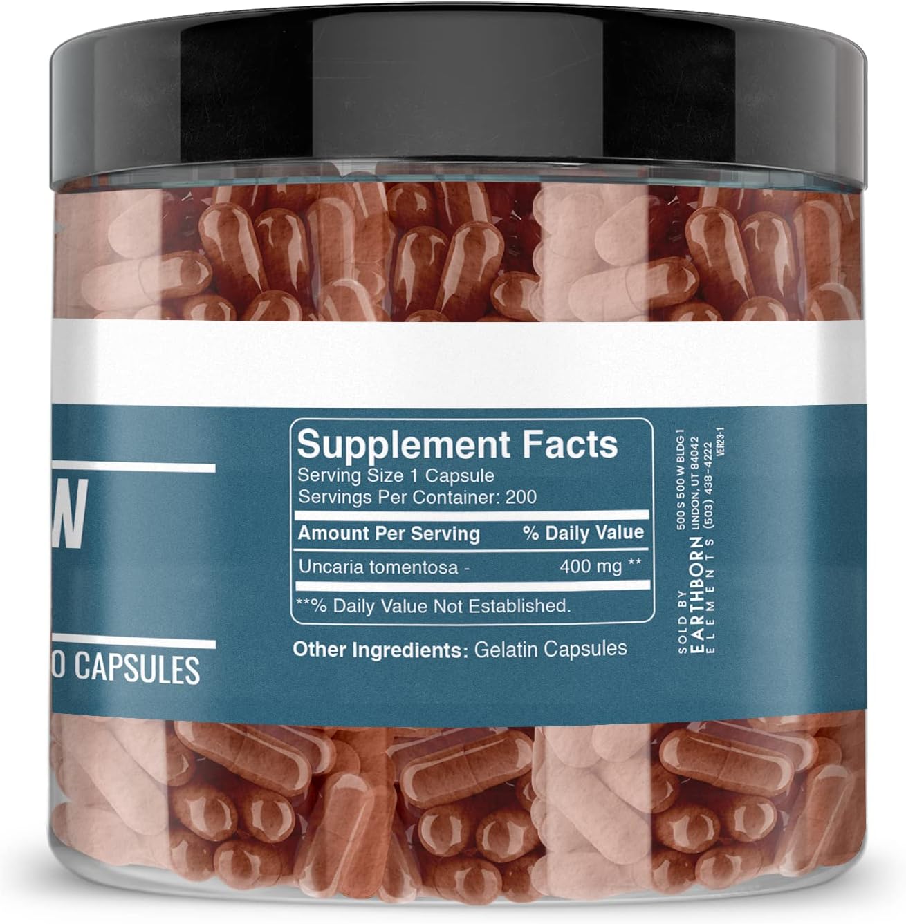 Earthborn Elements Cat's Claw Bark 200 Capsules, Pure and Undiluted, No Additives - görsel 4