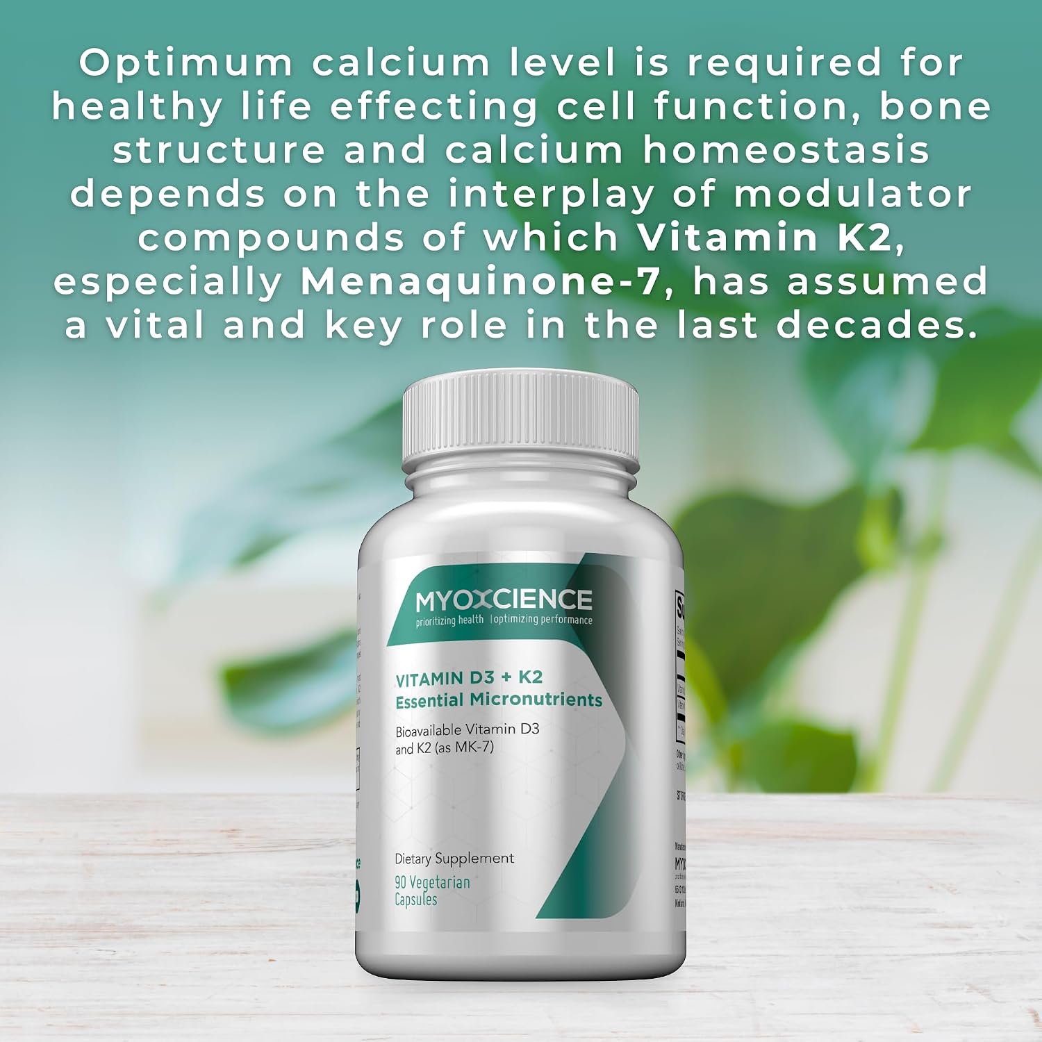 MYOXCIENCE Vitamin D3 + K2 Essential Micronutrients | 6,000 IU D3 & 150 mcg K2 MK-7 | 90 Vegetarian Capsules - görsel 3