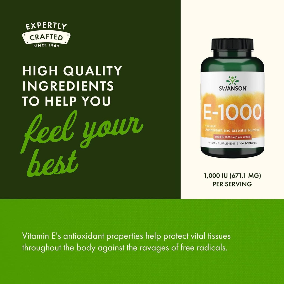 Swanson Natural Vitamin E 1000 IU, 100 Softgels - görsel 5