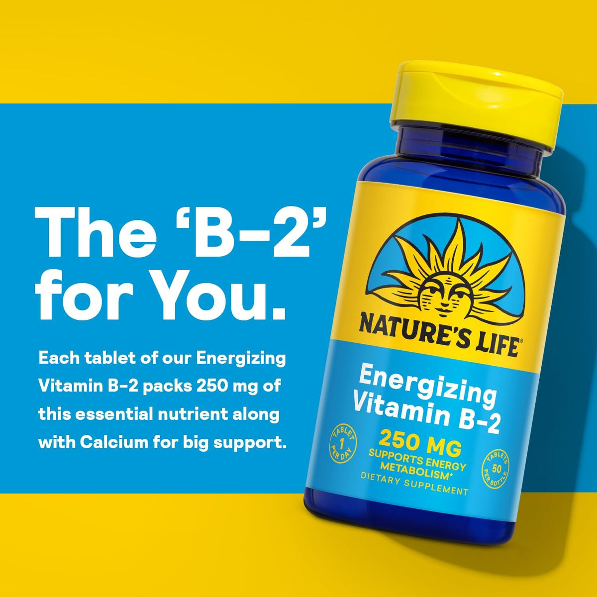 Nature's Life Vitamin B-2 250 mg - High Strength Riboflavin for Energy Metabolism Support - 50 Tablets - görsel 4