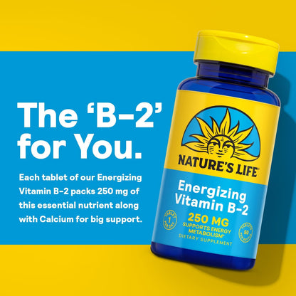 Nature's Life Vitamin B-2 250 mg - High Strength Riboflavin for Energy Metabolism Support - 50 Tablets