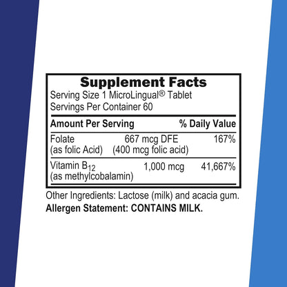 Superior Source No Shot Methylcobalamin B12 with Folic Acid Multivitamin, 60 Sublingual Tablets