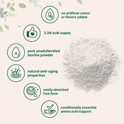 Micro Ingredients Taurine Powder - 1 kg, 2000mg per Serving, Unflavoured, Pure Free Form Amino Acid