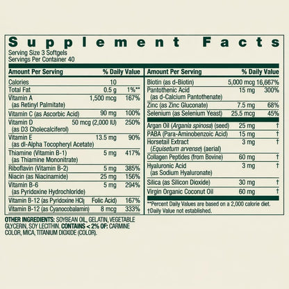 Spring Valley Extra Strength Hair, Skin & Nails Dietary Supplement, 5000 mcg, 120 Softgels