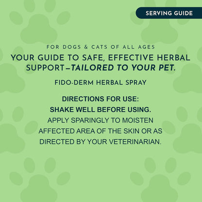 Animal Essentials Fido-Derm Herbal Skin Spray for Dogs, Cats & Horses – Natural Itch Relief and Hot Spot Care, 118 ml
