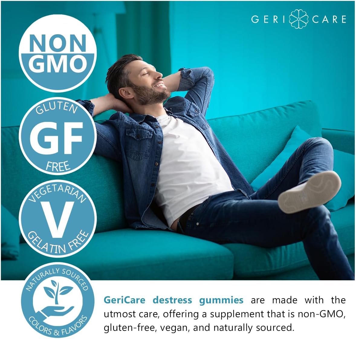 GeriCare DeStress Gummies with GABA, L-Theanine & Lemon Balm – Mixed Berry – 42 Count – Supports Relaxation & Mental Clarity – Image 6