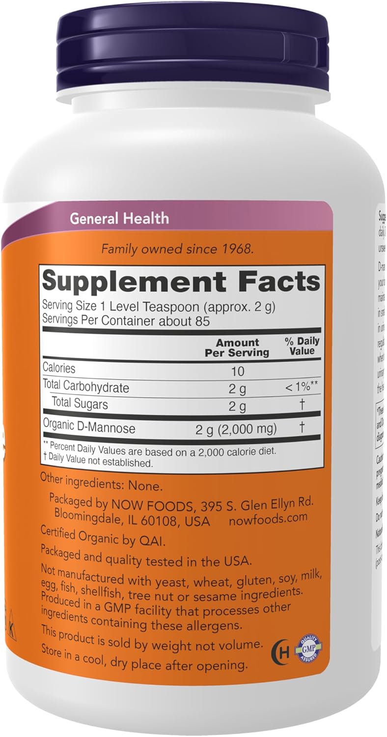 NOW Foods D-Mannose Powder, Non-GMO, 170g - görsel 2