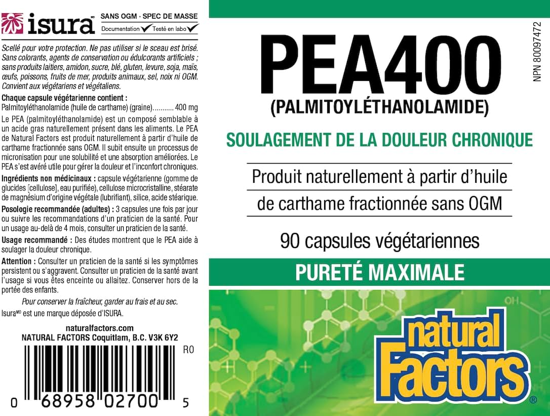 Natural Factors PEA400 – Pure Palmitoylethanolamide for Nervous System Support – 90 Capsules - görsel 5