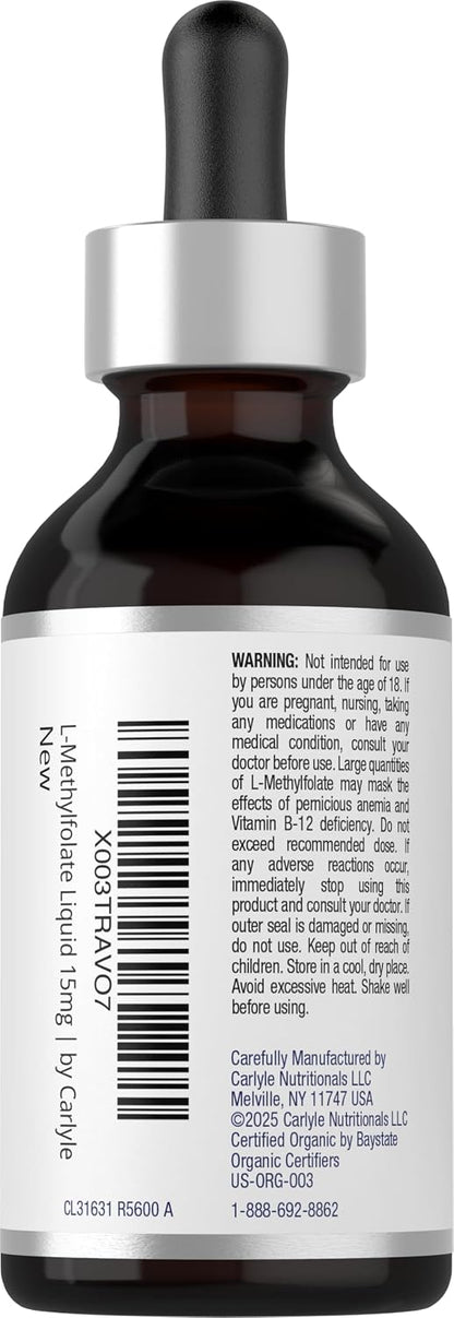 Carlyle L-Methylfolate Drops 15mg | 60ml | with Organic Glycerine | Mixed Berry Flavour