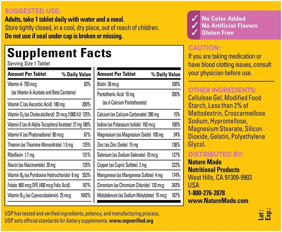Nature Made Multi for Her 50+ Vitamin & Mineral Tablets, 180 Count (Pack of 2) - görsel 2