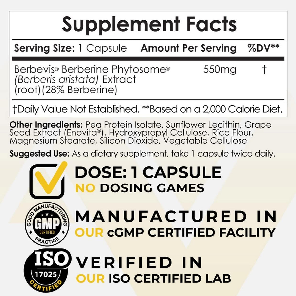 Nootropics Depot Berberine Phytosome Capsules, 550mg, High Bioavailability - görsel 2