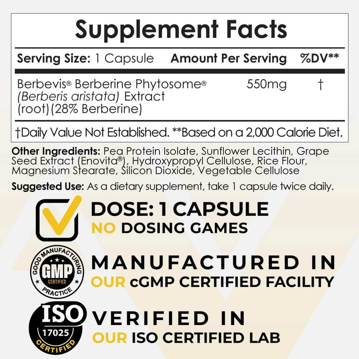 Nootropics Depot Berberine Phytosome Capsules, 550mg, High Bioavailability - görsel 2