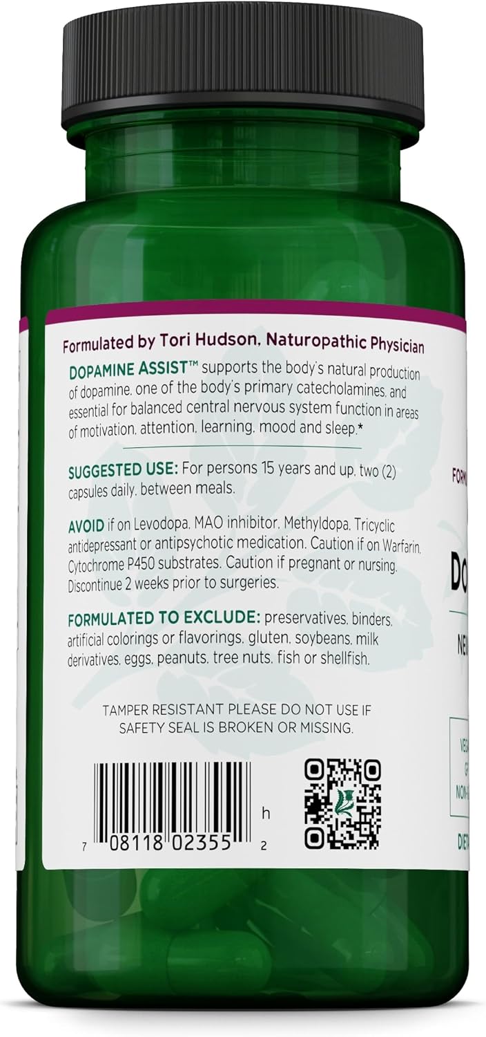 Vitanica Dopamine Assist - Dr. Formulated Dopamine Food Supplement with L-Tyrosine, Mucuna Pruriens, Vitamin B6, Folate, Green Tea Extract, Quercetin - Vegan, 60 Capsules - görsel 3