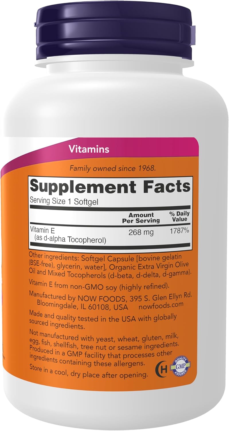 NOW Foods Vitamin E-400 IU Mixed Tocopherols, 250 Softgels - görsel 2