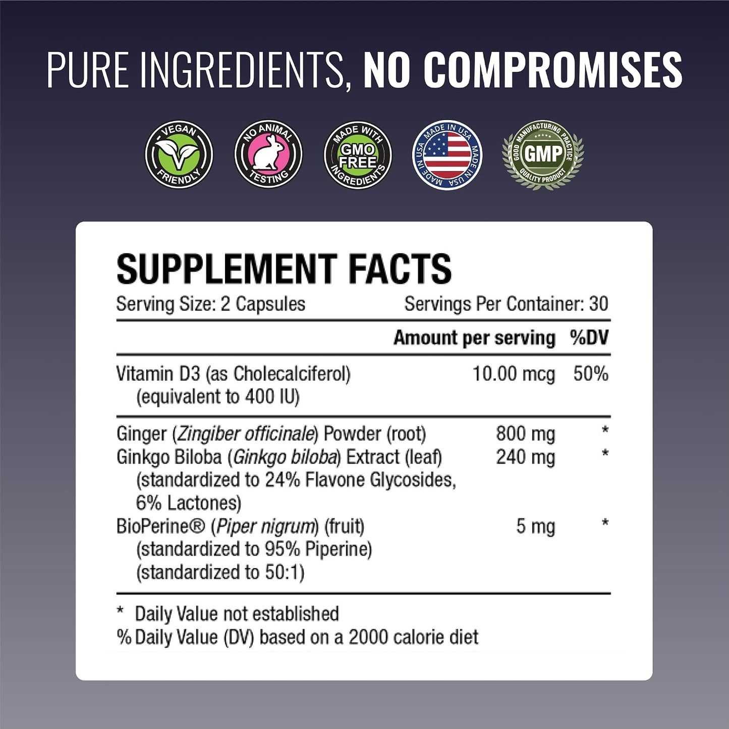 Approved Science VertiSyl - Ginkgo Biloba, Ginger, Vitamin D3, BioPerine - 60 Capsules - görsel 4