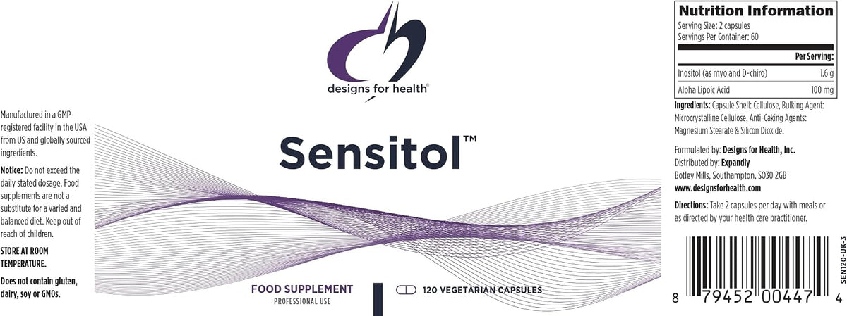 Designs for Health Inositol + ALA Capsules | Sensitol Myo-Inositol & D-Chiro-Inositol with Alpha Lipoic Acid | Vegan, Non-GMO | 120 Capsules - görsel 5