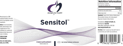Designs for Health Inositol + ALA Capsules | Sensitol Myo-Inositol & D-Chiro-Inositol with Alpha Lipoic Acid | Vegan, Non-GMO | 120 Capsules