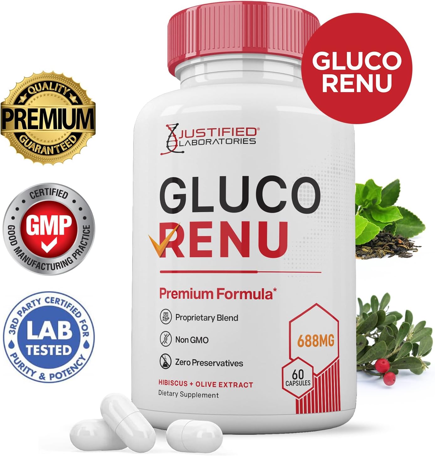 (3 Pack) Gluco Renu 688mg Premium Glycaemic Support Capsules - 180 Capsules - görsel 2