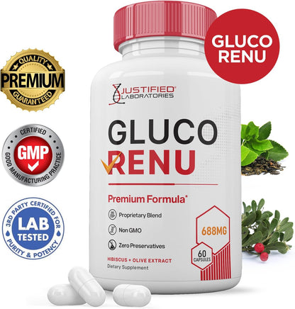 (3 Pack) Gluco Renu 688mg Premium Glycaemic Support Capsules - 180 Capsules