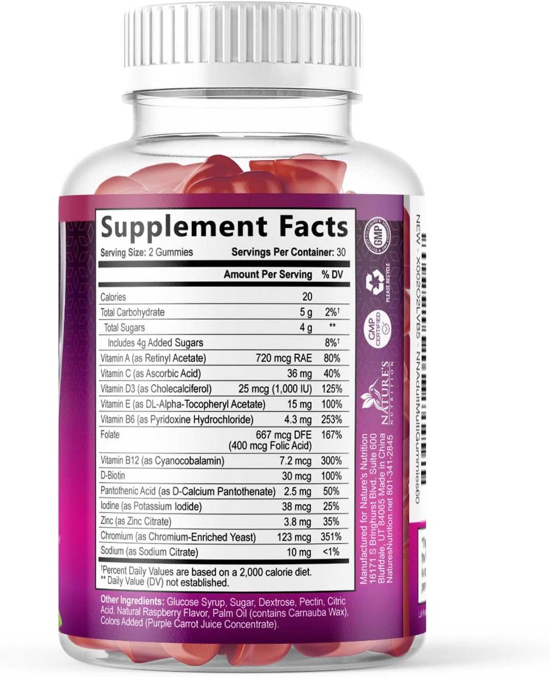 Nature's Nutrition Multivitamin Gummies for Adults with Vitamins A, C, D, B12 – 60 Gummies - görsel 9