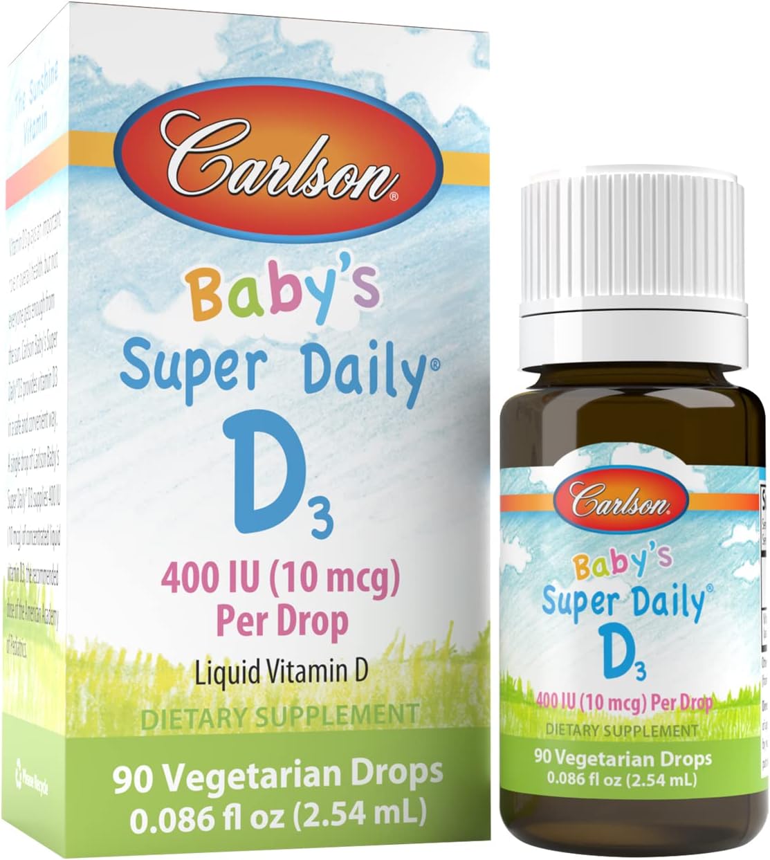 Carlson Baby's Super Daily D3 - Baby Vitamin D Drops, 400 IU per Drop, 1-Year Supply, Unflavoured, 365 Drops - görsel 10