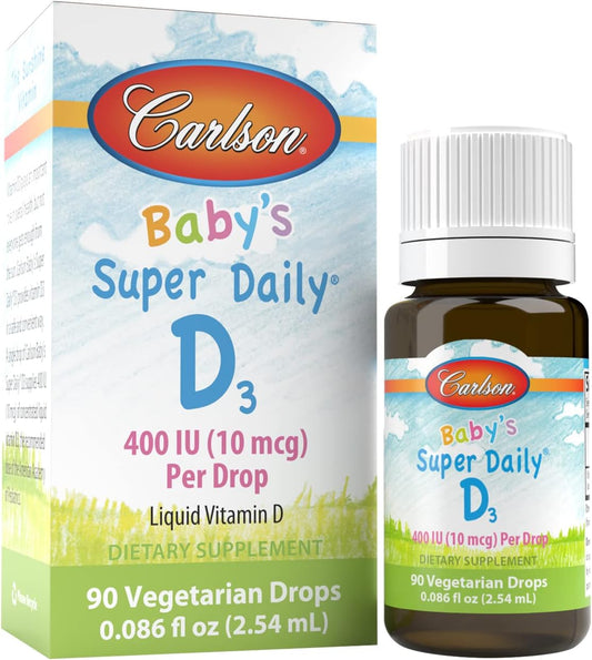 Carlson Super Daily D3 for Baby – Liquid Vitamin D3 Supplement, 2.5 ml
