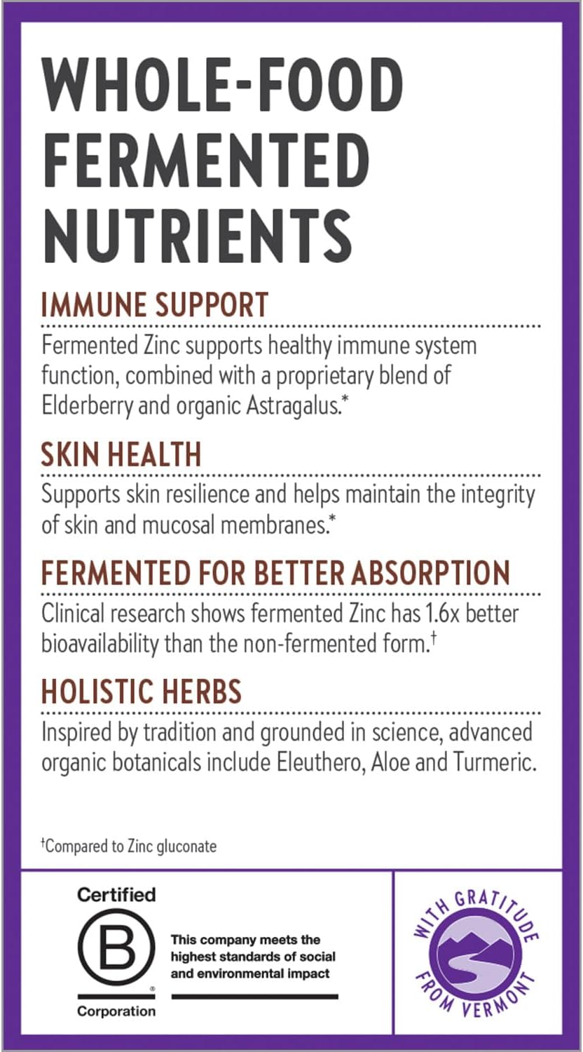New Chapter Fermented Zinc Complex Food Supplement - One Daily for Immune Support and Skin Health with Copper - 60 Tablets - görsel 8