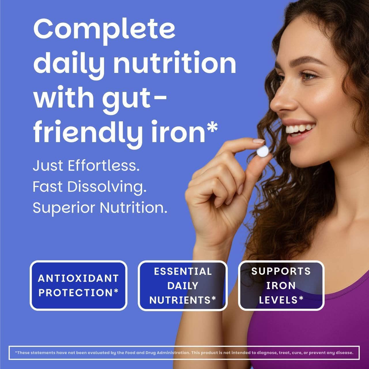 EZ Melts Multivitamin + Iron - Daily Multivitamin for Women and Men - Tropical Cherry - 60 Dissolvable Tablets - görsel 2