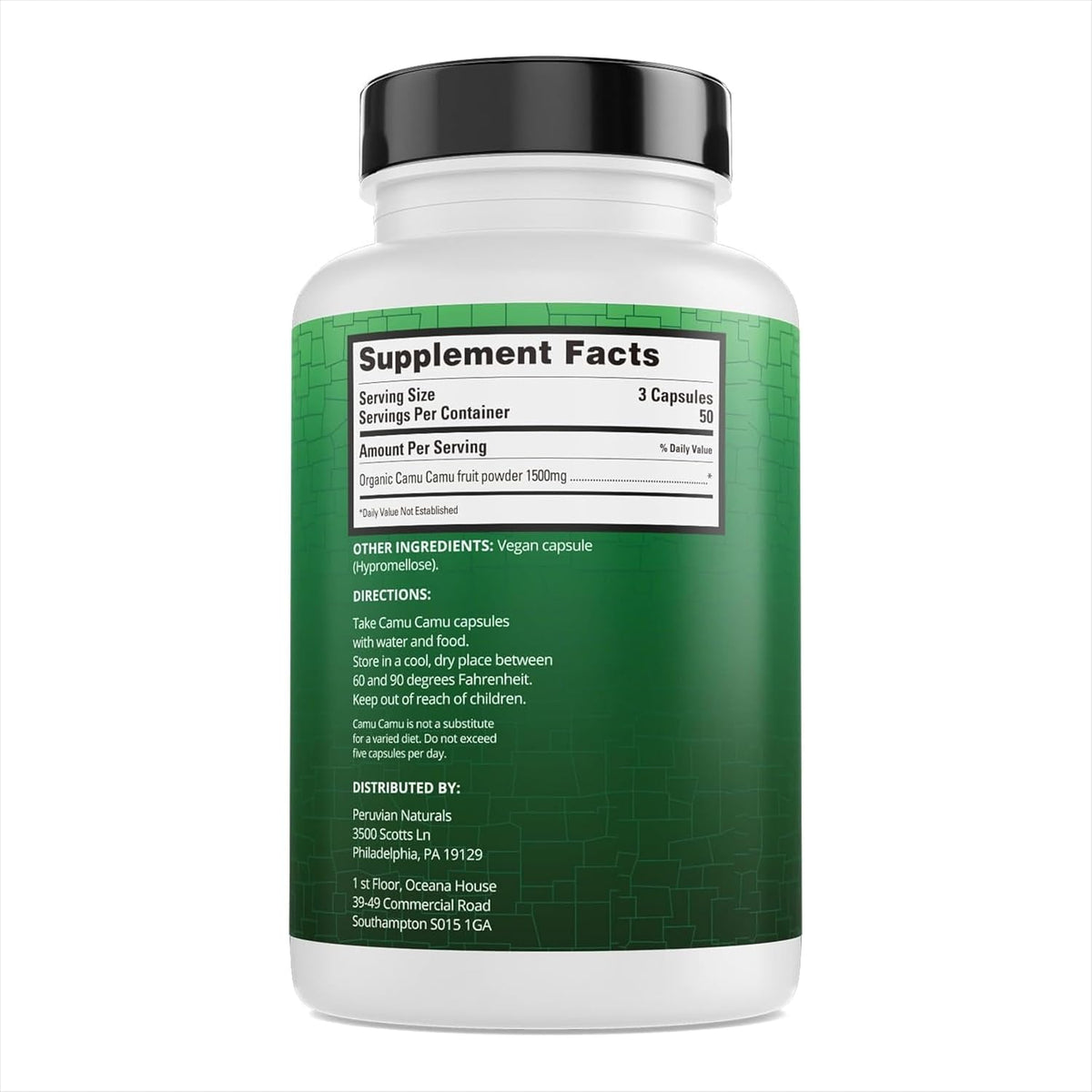 Peruvian Naturals Organic Vitamin C from Camu Camu Capsules 1,500 mg - 150 Vegan Capsules - görsel 8