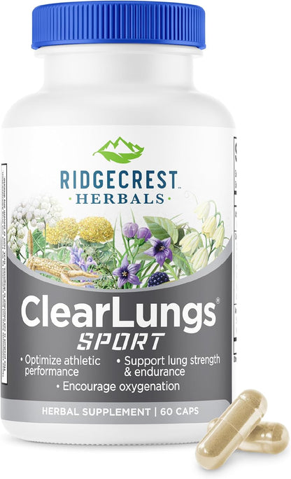 Ridgecrest Herbals ClearLungs Sport, Lung Support with Cordyceps, Rhodiola (60 Capsules)
