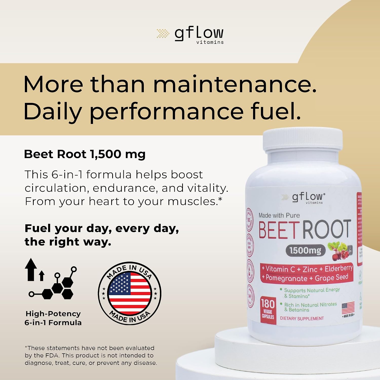 gflow vitamins Organic Beetroot Capsules with Vitamin C and Zinc - 180 Capsules - görsel 2