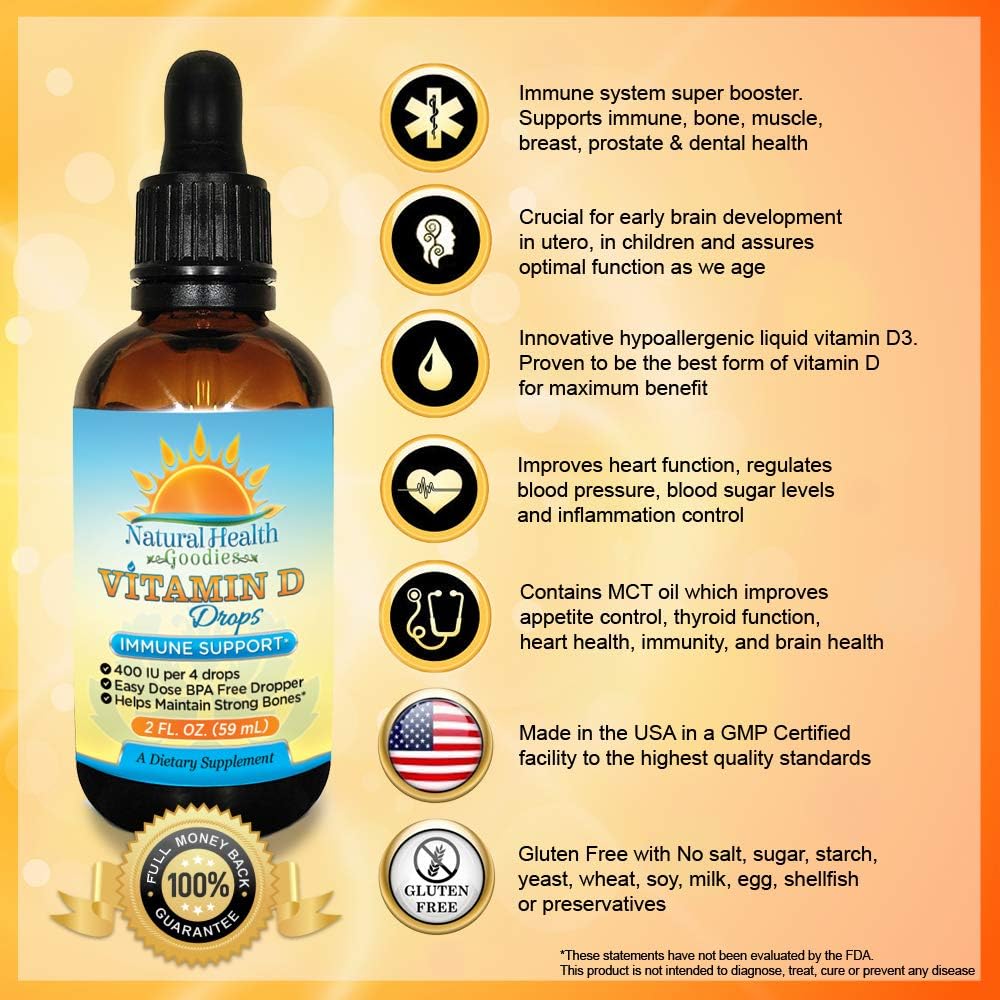 Natural Health Goodies Vitamin D3 Drops – 60 ml Liquid D3 Supplement - görsel 6
